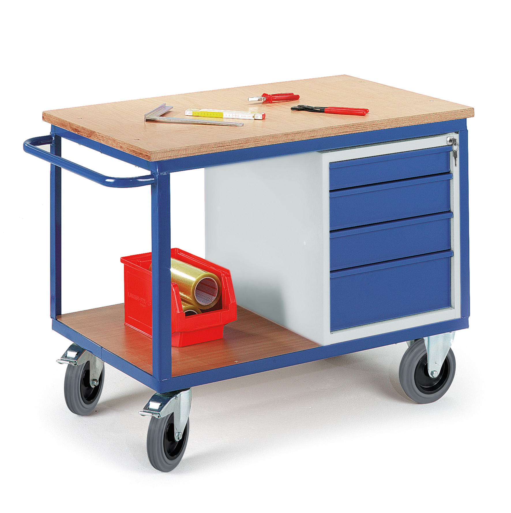 Chariot d'atelier avec armoire à tiroirs